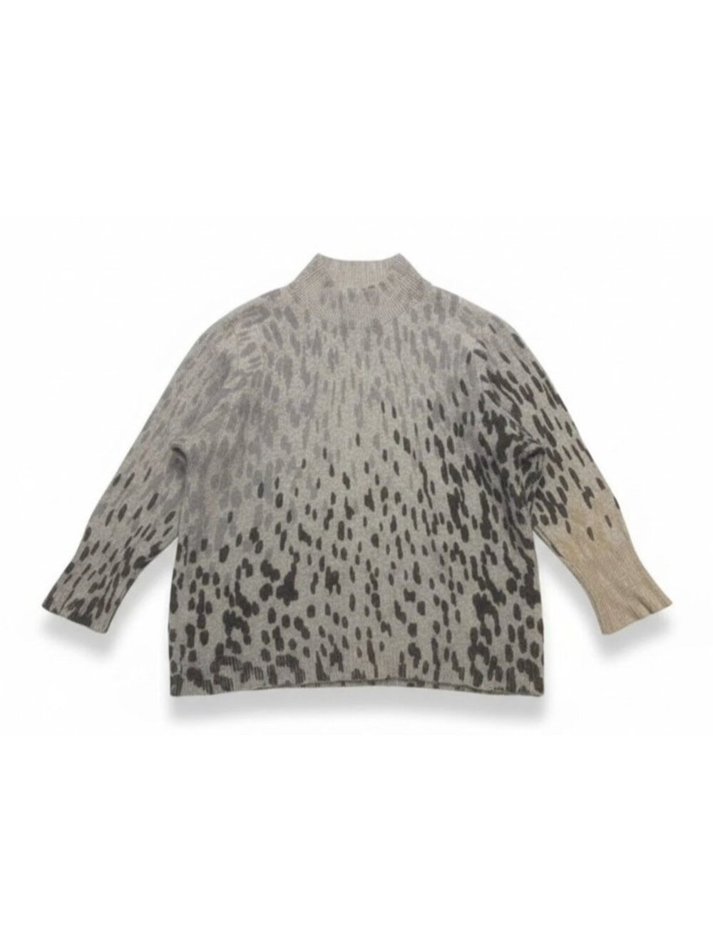 NIC+ZOE XXL Funnel Neck Sweater Ombre Pixel Print Knit Black Gray Taupe